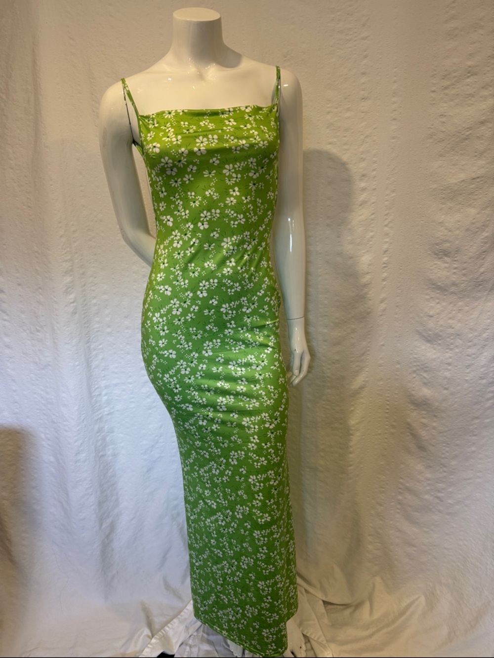 SHEIN Green Floral Slip Maxi Dress-Small